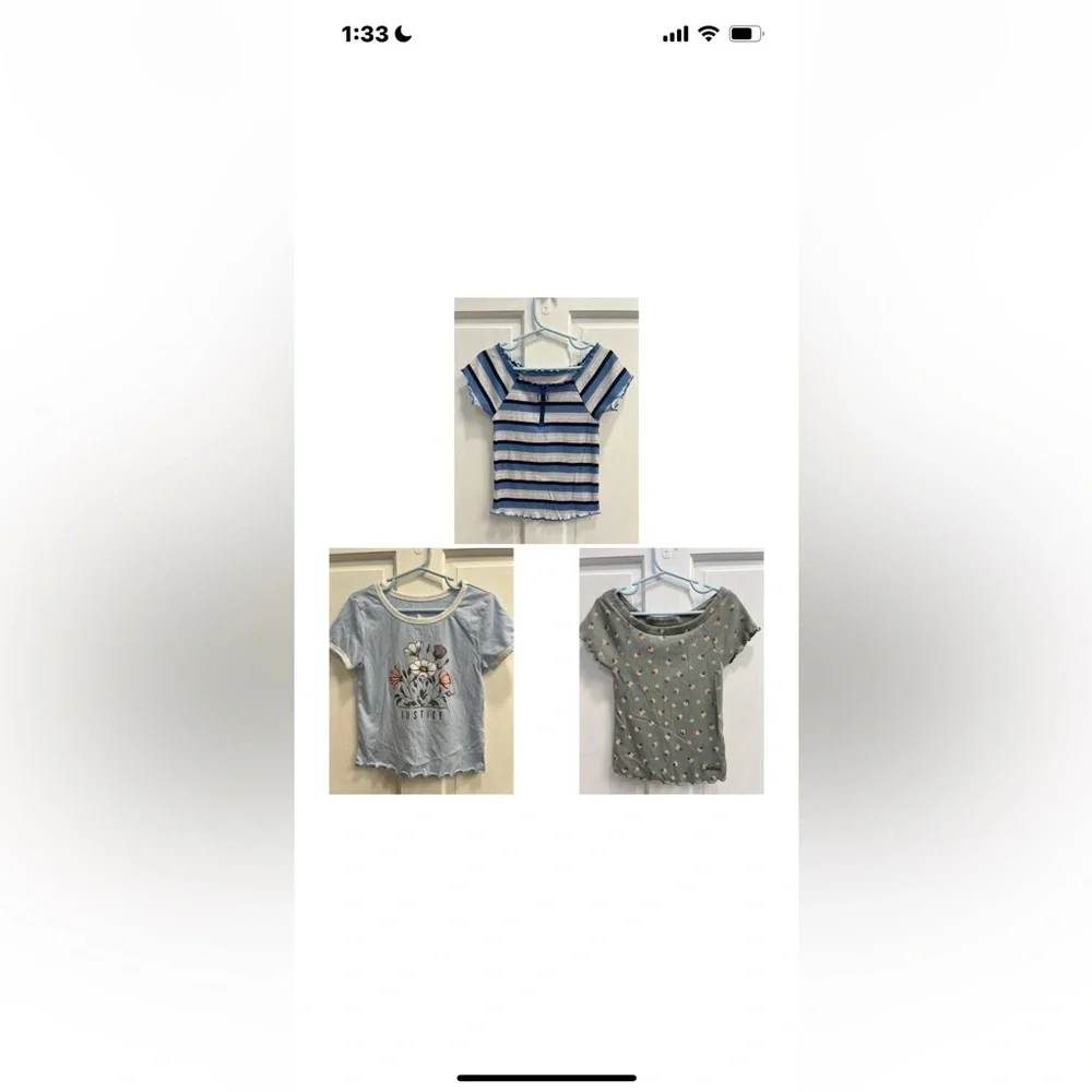 JUSTICE Lot Of 3 Cropped Short Floral Striped Summer Tops SIZE 7 GIRLS Pre Loved